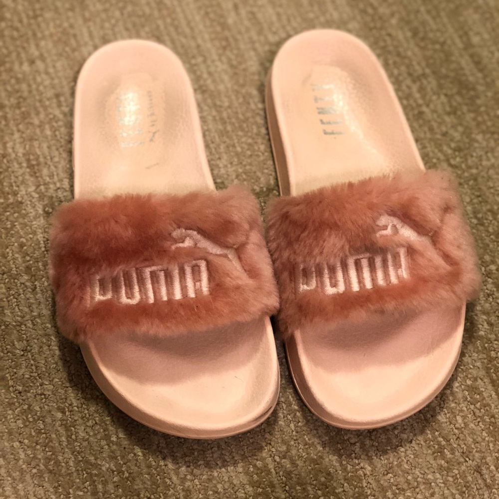 Fenty Puma fur slippers