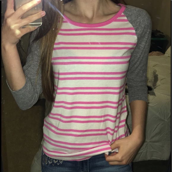 Mossimo Supply Co. Tops - NWOT pink striped baseball tee