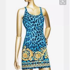 Versace blue leopard tank top beach dress