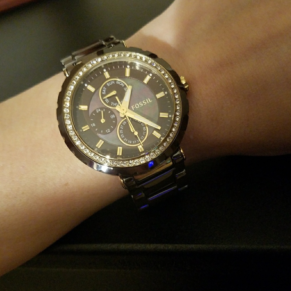 Fossil Emma chocolate ceramic vintage watch
