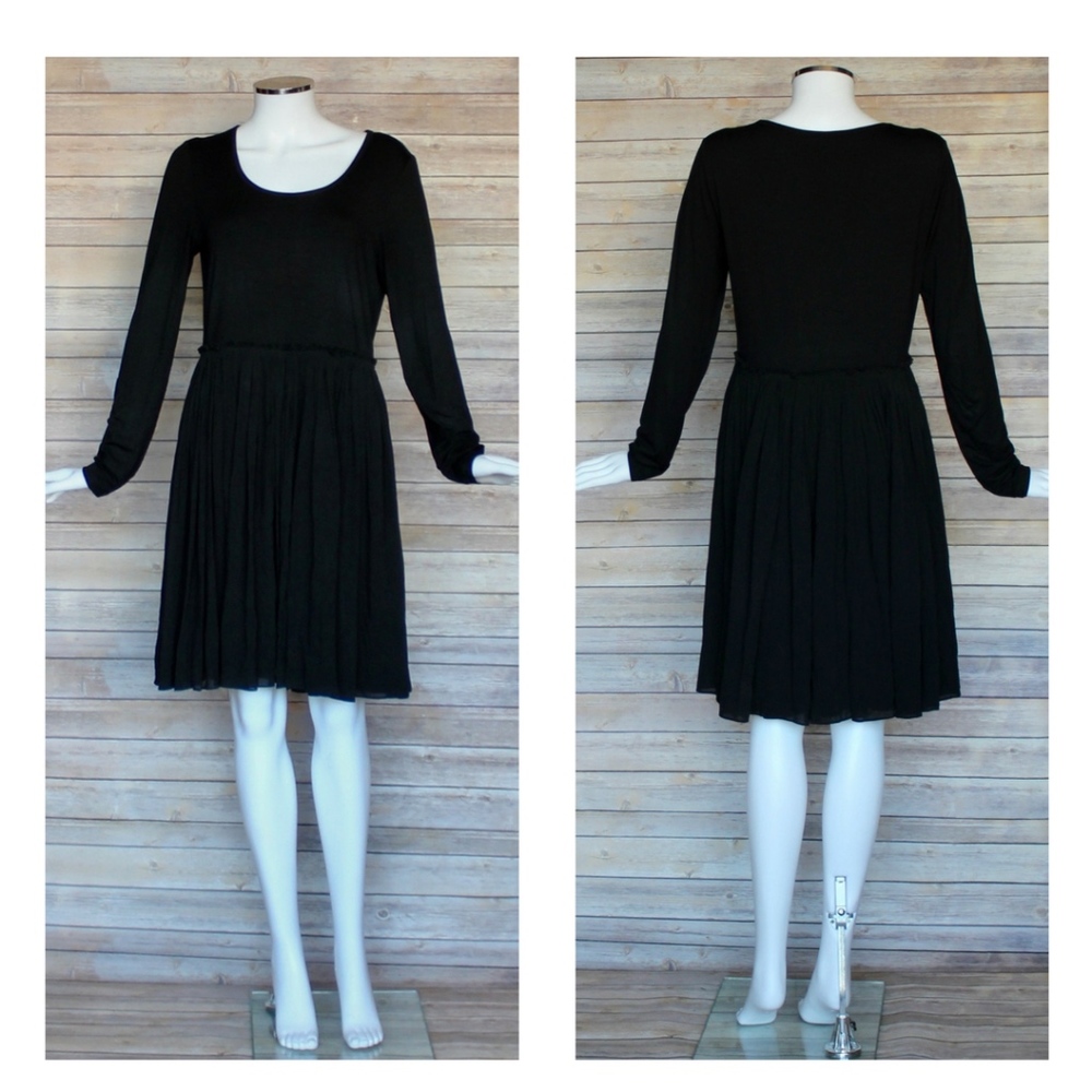 DKNY Long-Sleeved Scoopneck Flounce Dress