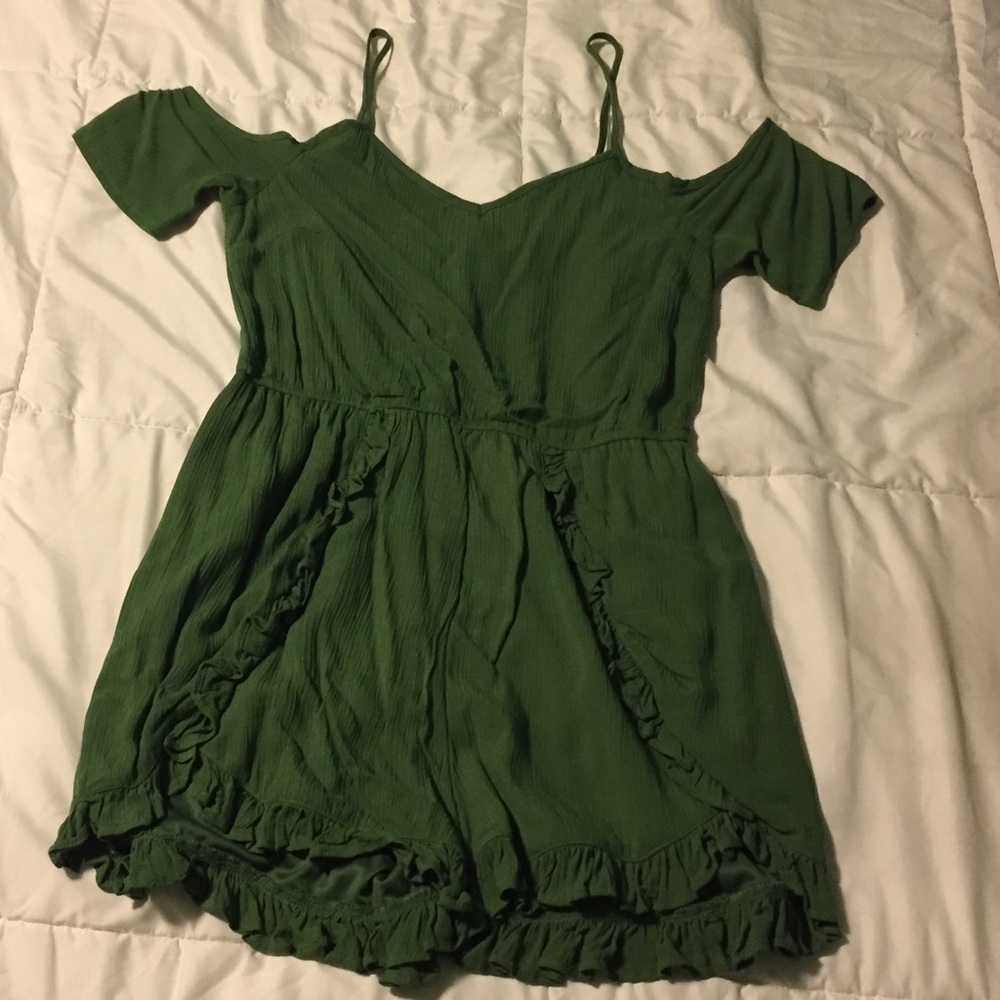 Green romper dress.