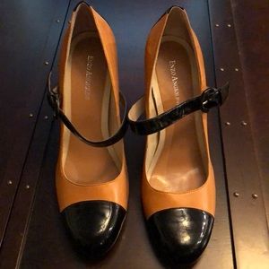 Enzo Angiolini leather color block heels.