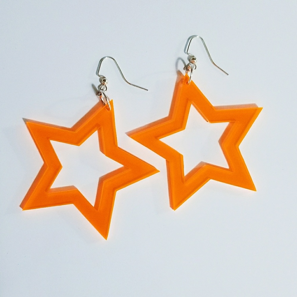 Orange Star Earrings