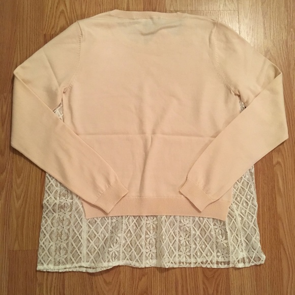 French Connection Lace Insert Sweater Blush Pink - Picture 4 of 6