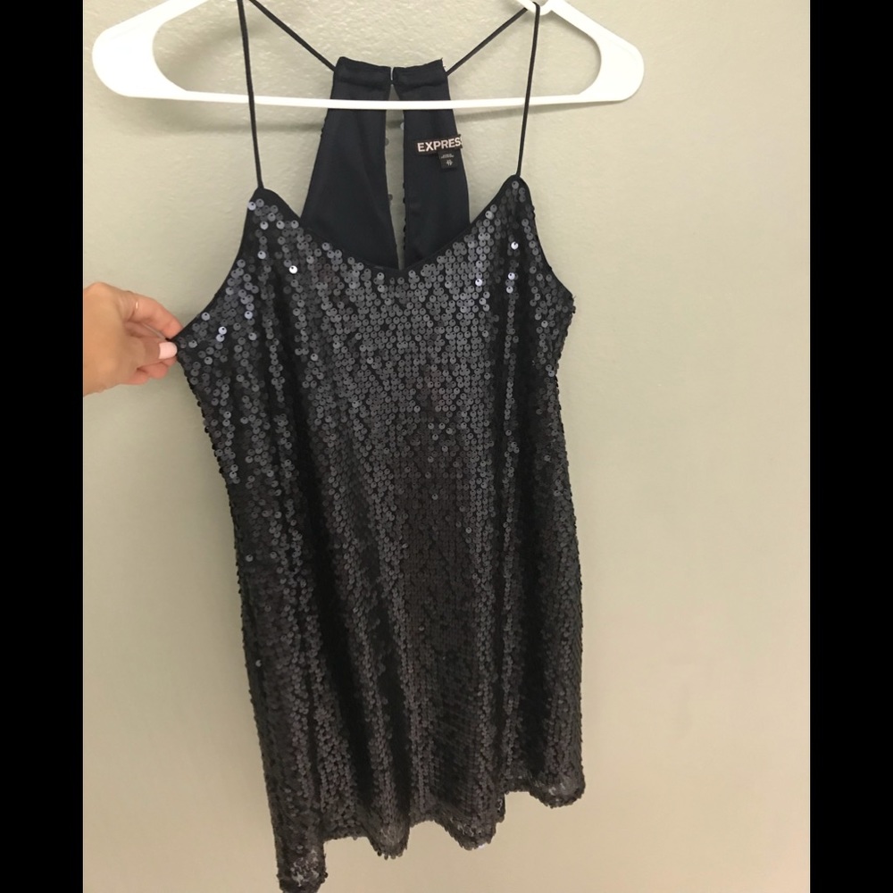 Sexy little Express navy blue sequin dress - Picture 1 of 6