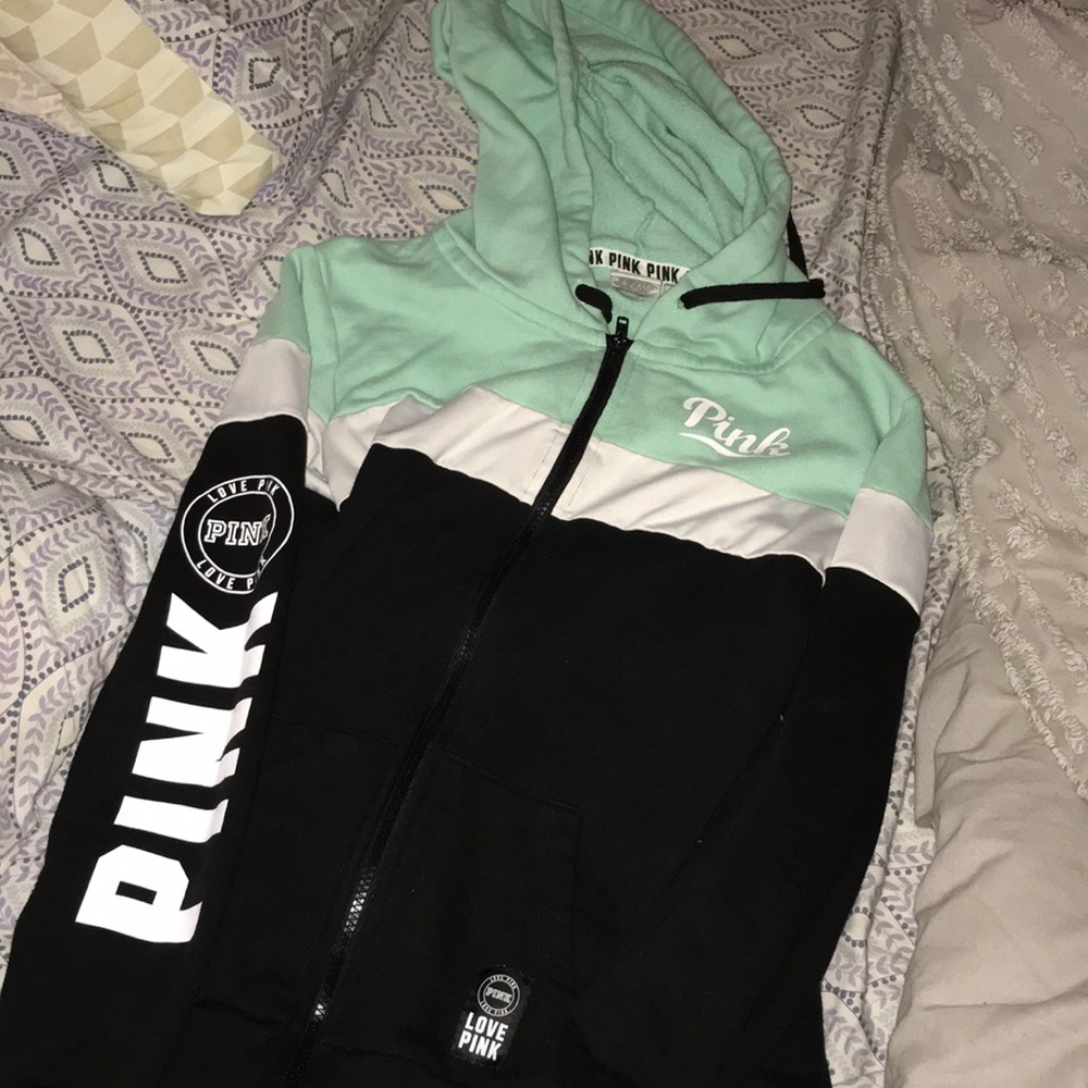 Vs pink teal/black zip up hoodie