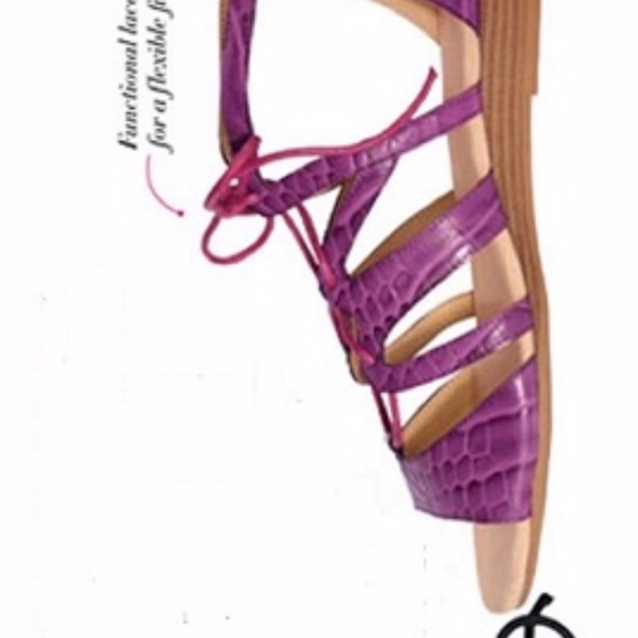 Purple Textured lace-up style Micro-Wedge Sandal - Picture 5 of 5