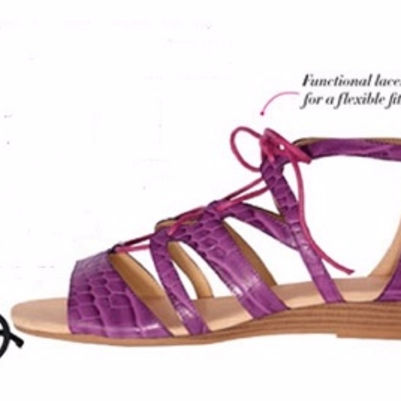 Purple Textured lace-up style Micro-Wedge Sandal - Picture 3 of 5
