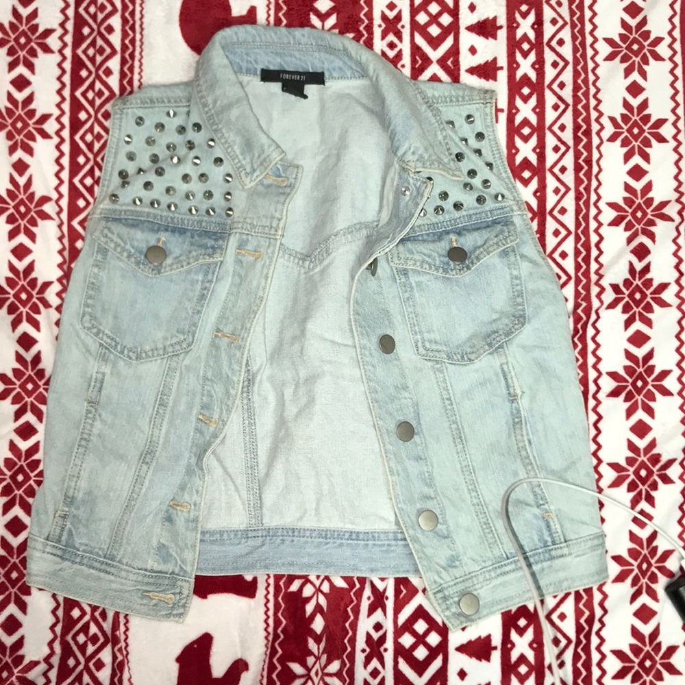 Forever 21 Studded Denim Vest