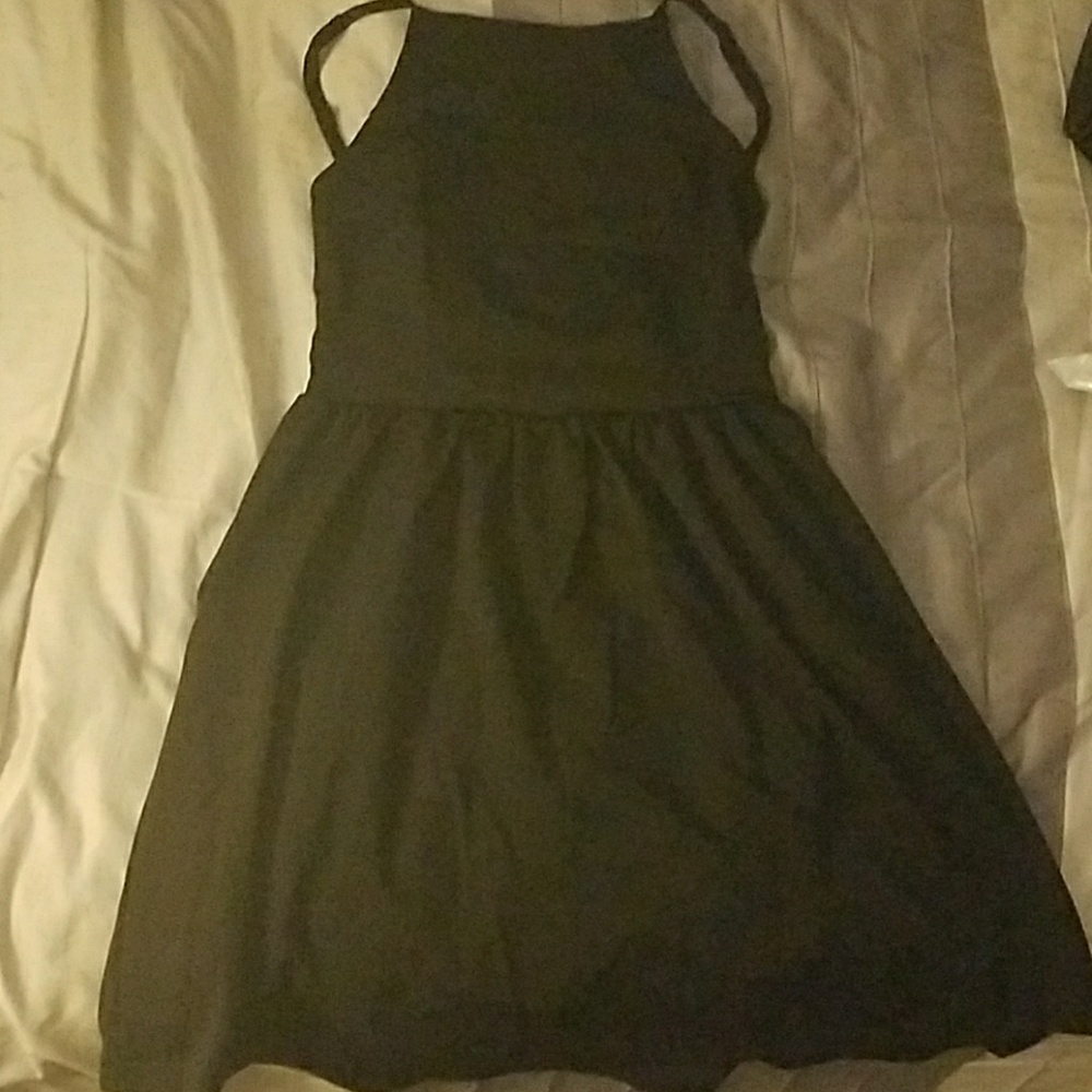 Black open back dress