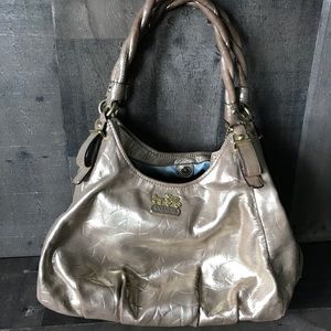 Coach handbag gold real leather