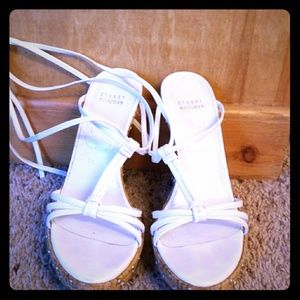 Stuart Weitzan white and cork platforms
