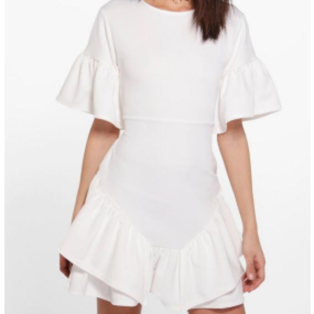 NWT Frill Hem Detail Belted Bodycon Dress