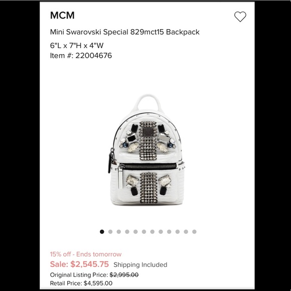 mcm mini swarovski special 829mct15 backpack - Picture 2 of 5