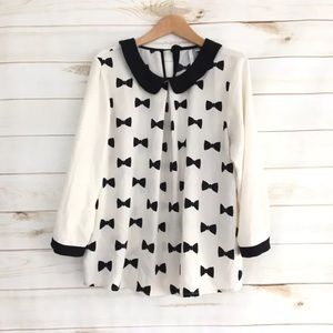 Sold Lauren Conrad White Collared Bow Blouse