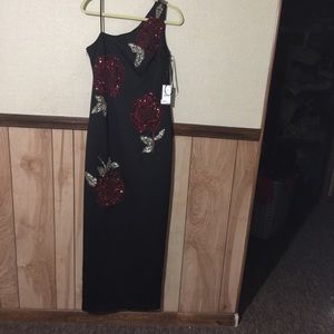 NWT Adrianna Papell Black Beaded Gown