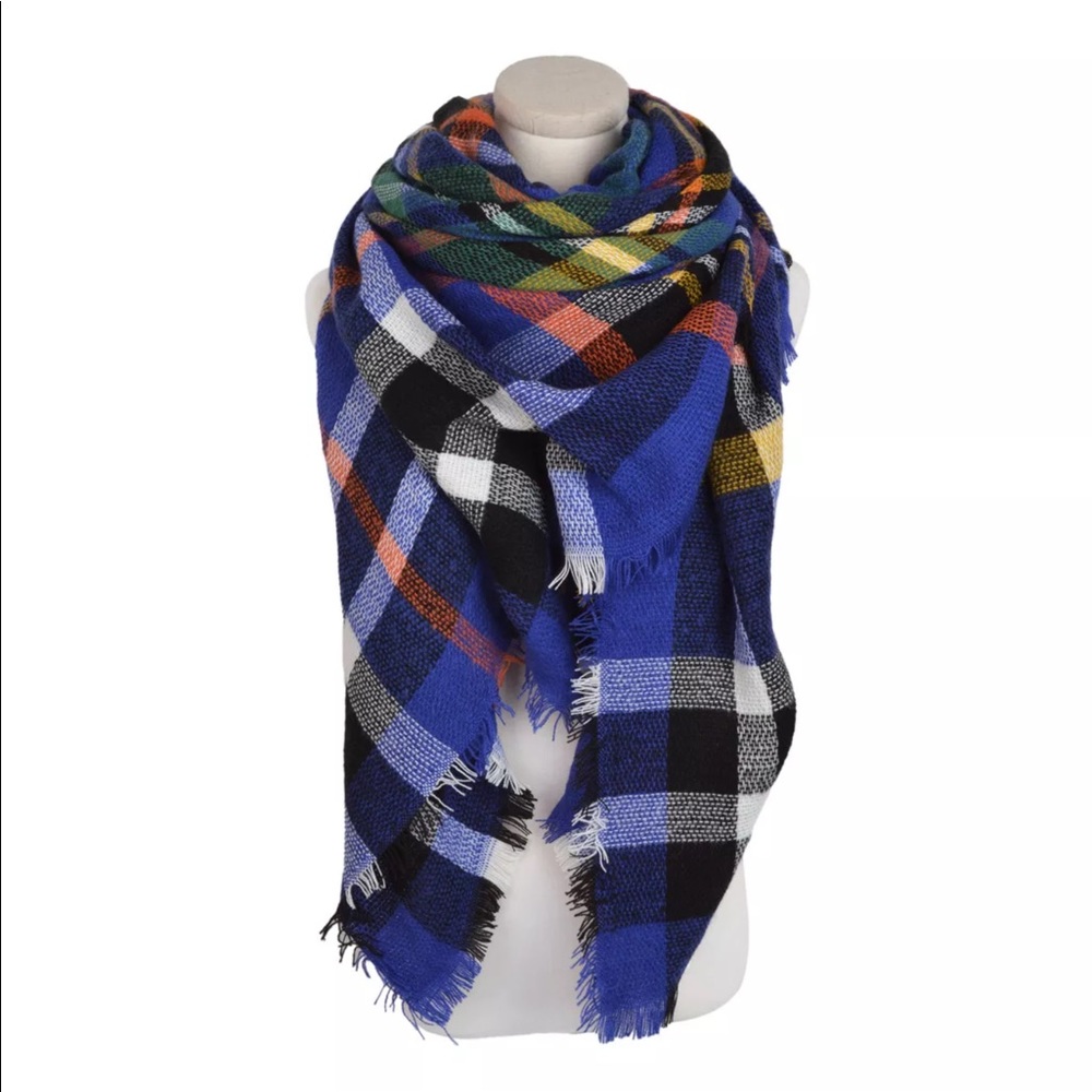 New Blue Oversized Blanket Scarf - Picture 2 of 3