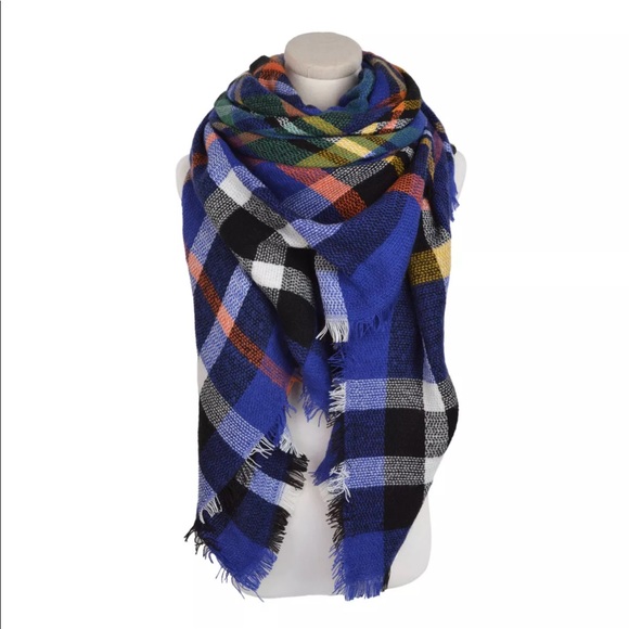 New Blue Oversized Blanket Scarf - Picture 2 of 3