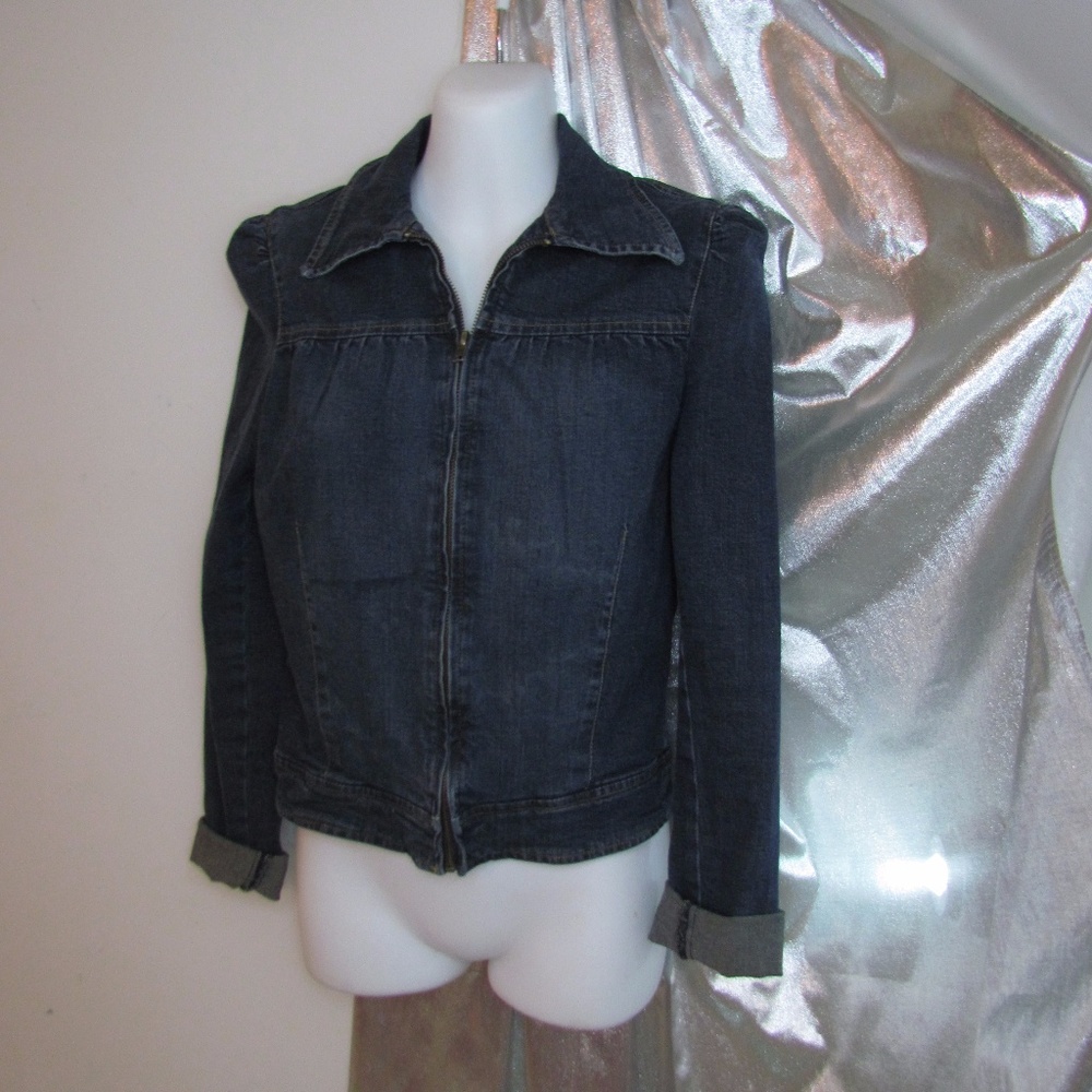 TRF Jeans by Zara Denim Zip Up Jacket