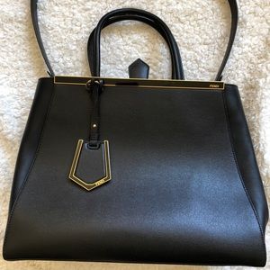 🌟SOLD🌟Fendi Medium 2Jours Textured Leather Black