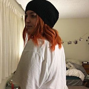 Black Knit Slouch Beanie