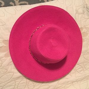Hot pink straw hat