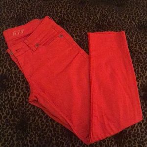 Red Skinny Cutoff Jeans