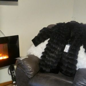 Fur coat, it looks midnight blue, better in person