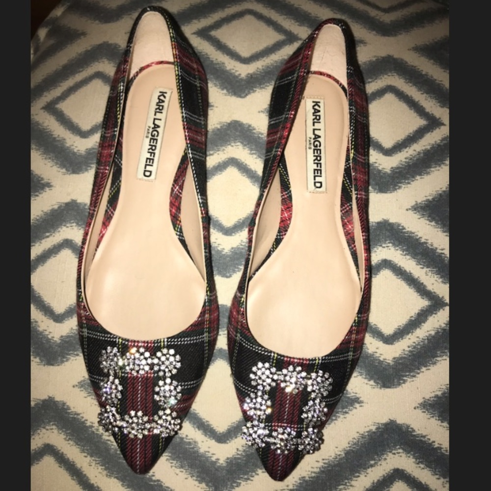 Karl Lagerfeld size 7 “Nara” Plaid Ballet Flats
