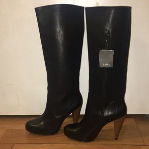 Zara leather knee high boot