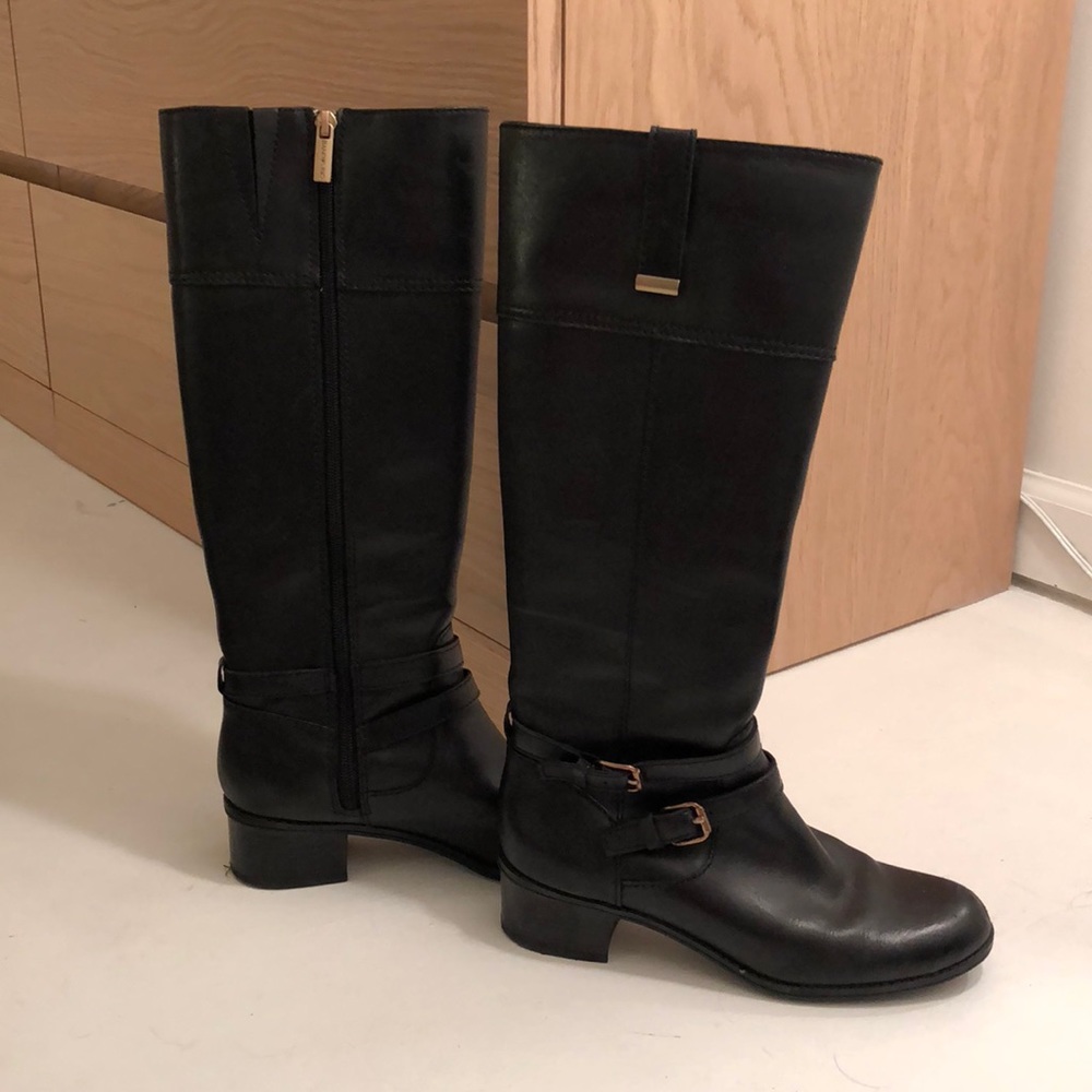 Black leather riding boots