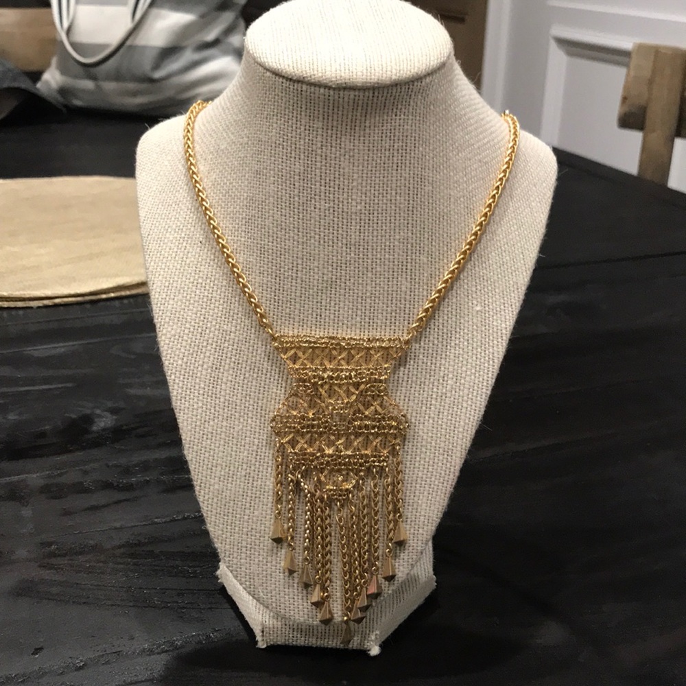 Stella Dot Alila Necklace Gold Lace Long