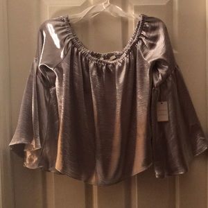 Woven top off the shoulder