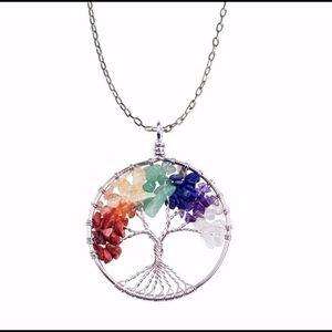 Tree of life necklace with 7 chakra healing stones