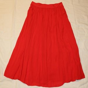 Abercrombie and Fitch Red Orange Midi Skirt