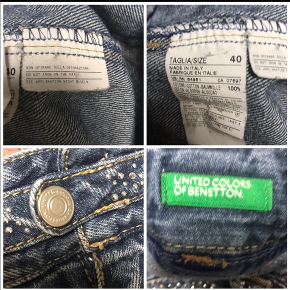 Jeans Taille Basse United Colors Of Benetton Taille 40 Noir - 98% Coton 2% Lycra, Occasion Très Bon état