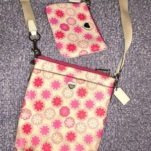 Coach pink floral and ivory matching set