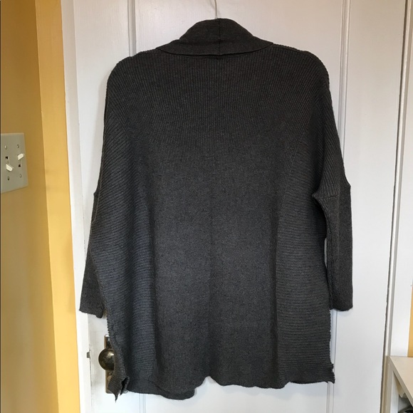 ZARA Gray Knit Shawl Collar Open Front Sweater SzL - Picture 2 of 5