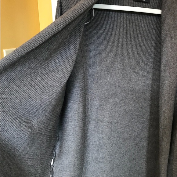 ZARA Gray Knit Shawl Collar Open Front Sweater SzL - Picture 5 of 5