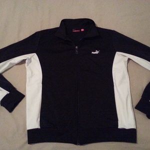 Womens Puma Jacket L Large  Black Athletic Track