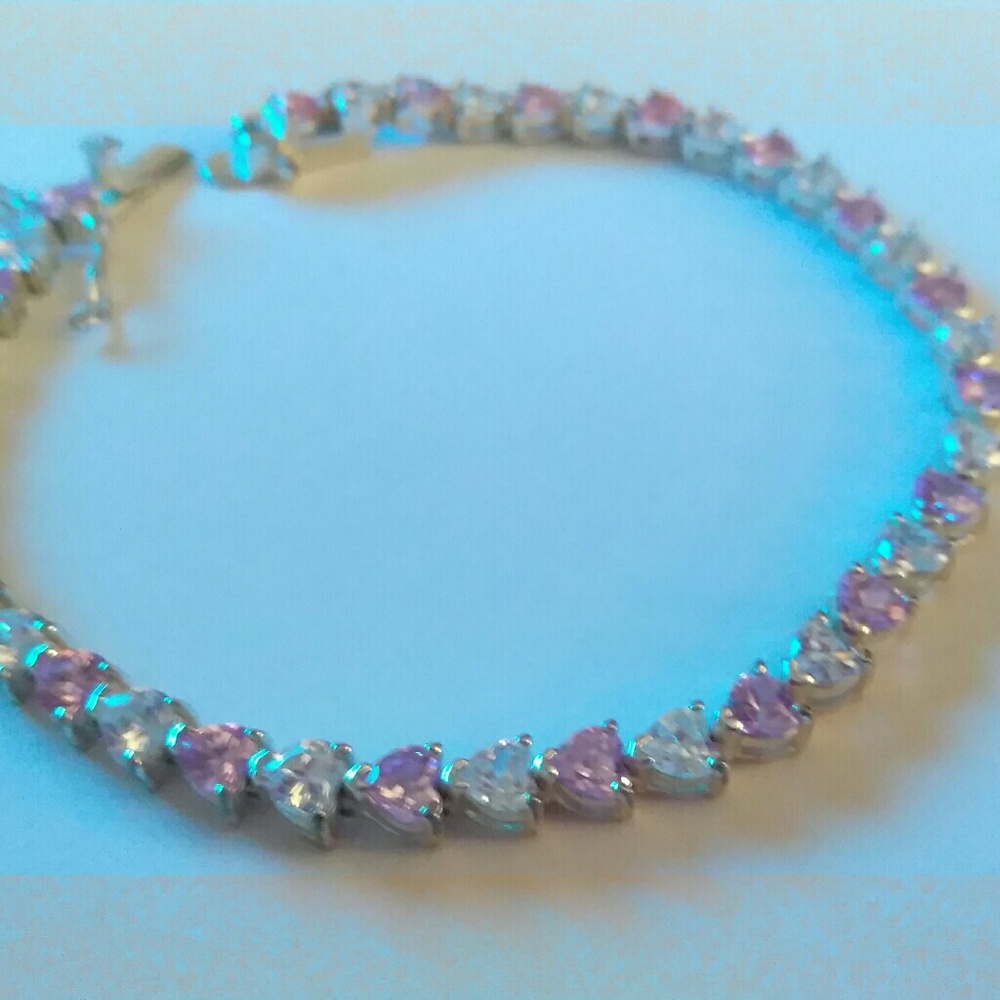 Pink and White Saphire Bracelet