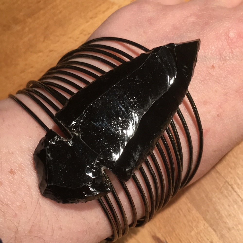 Black Arrowhead Gunmetal Bangle Bracelet
