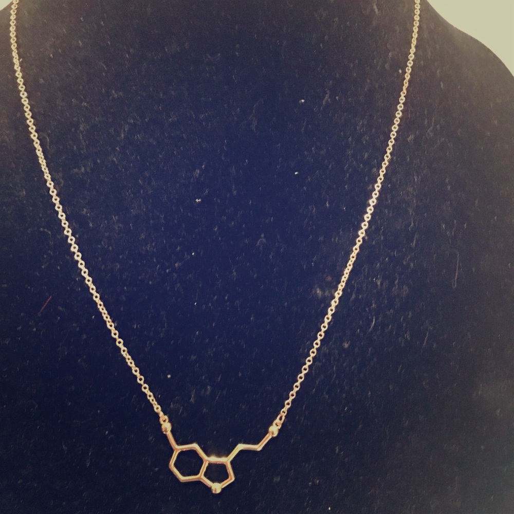 Serotonin Molecule Gold Necklace
