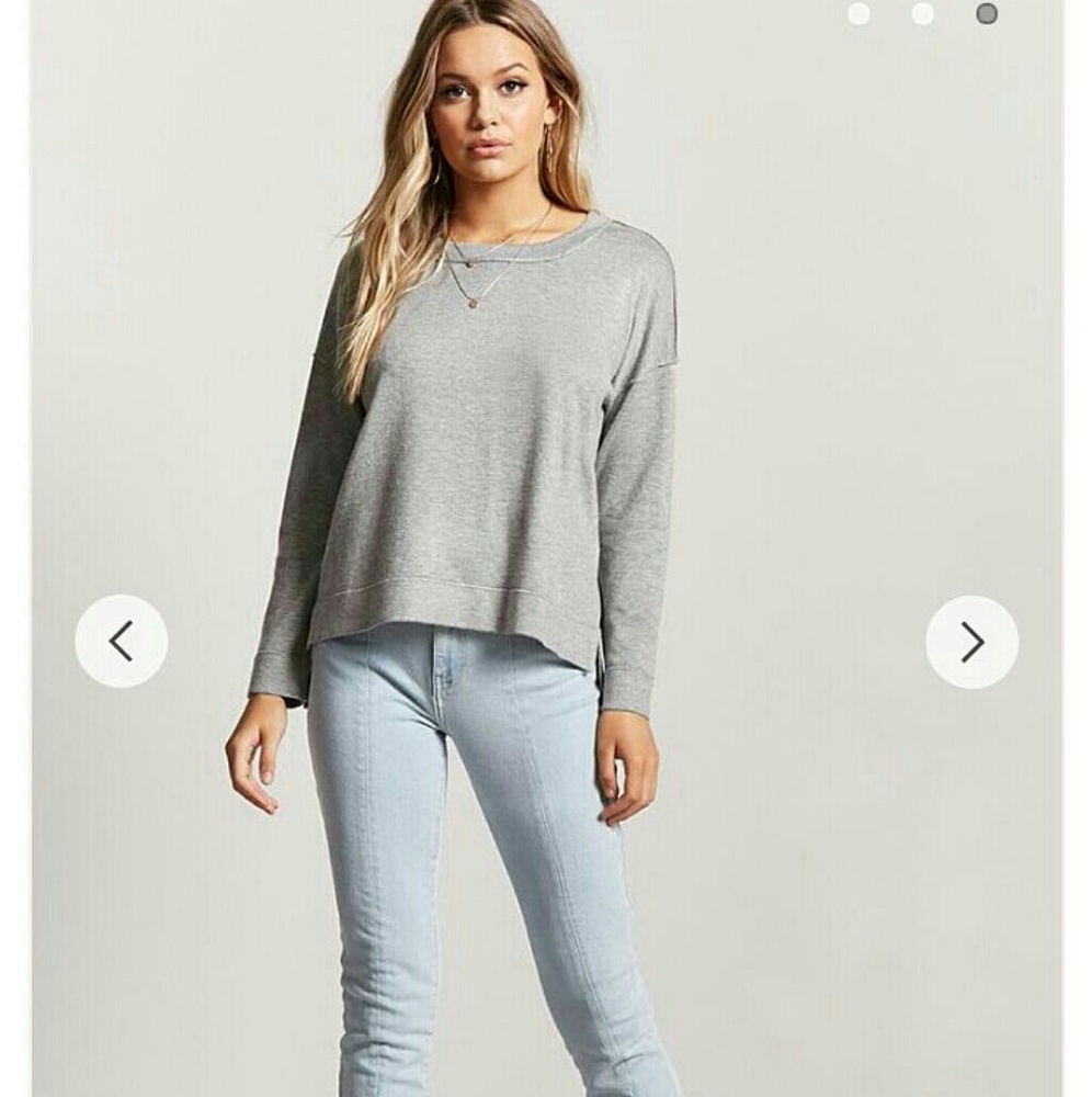 Forever 21 Grey Hemmed Sweater