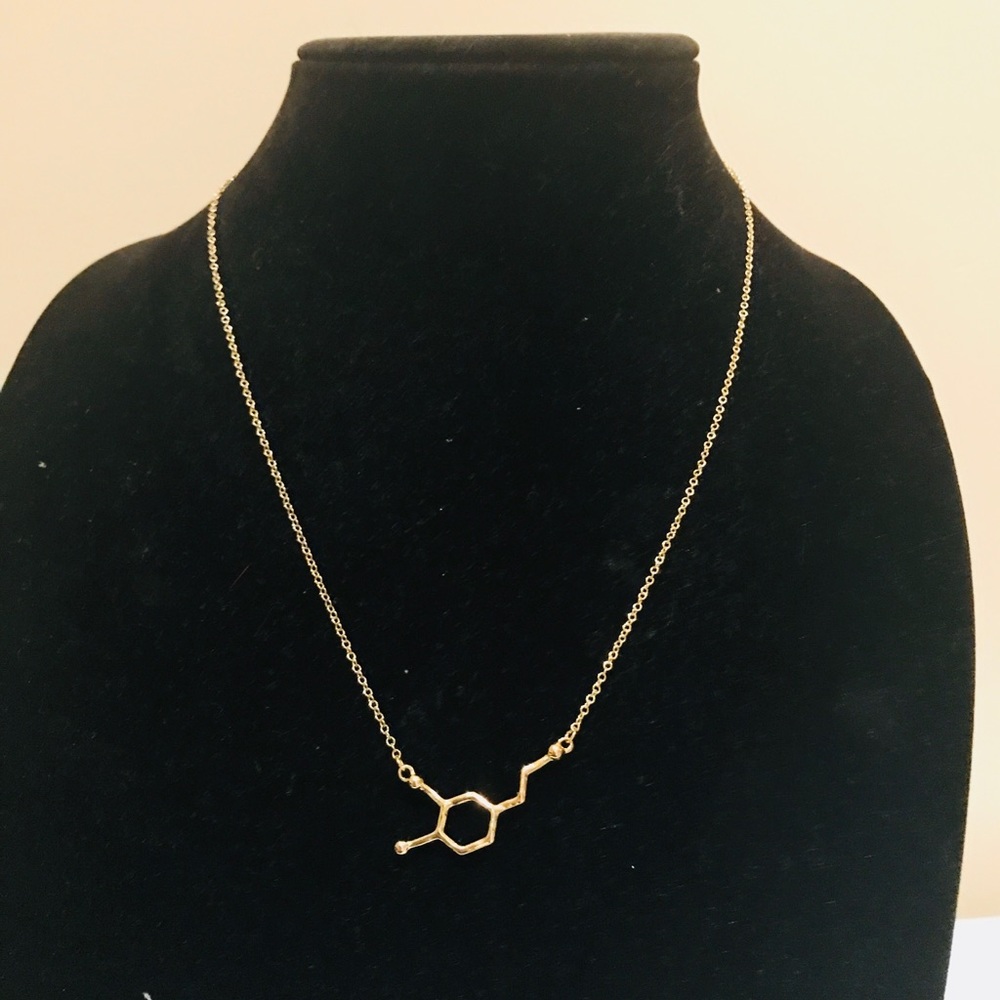Dopamine Molecule Gold Necklace