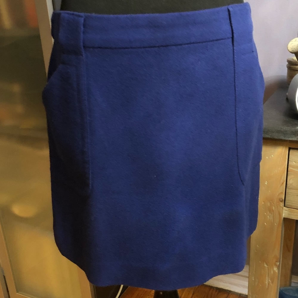 J. Crew Blue Wool Mini Skirt