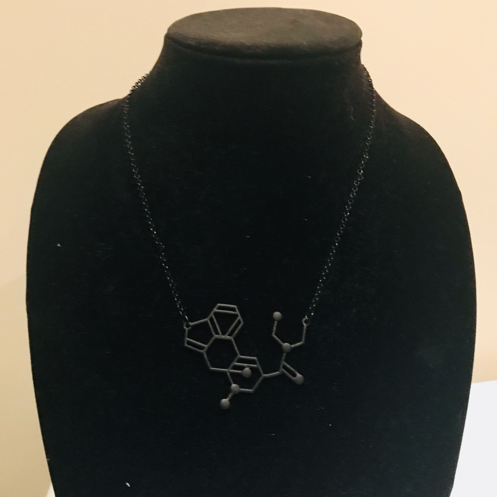 Matte Black MDMA Molecule Necklace