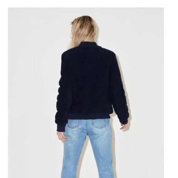 NWT The Fifth Label Navy Sherpa Bomber Jacket, Size M - Picture 3 of 4