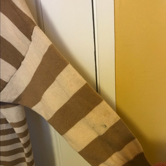 JOIE Cream and Tan Striped V Neck Sweater Sz M - Picture 6 of 8